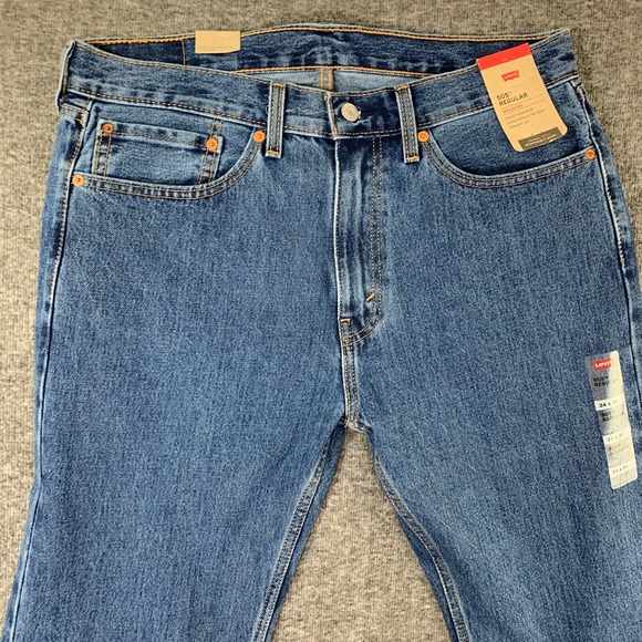 Levis 505 Jeans Men 34x33 Regular Straight Leg Blue Denim NEW - Picture 3 of 13